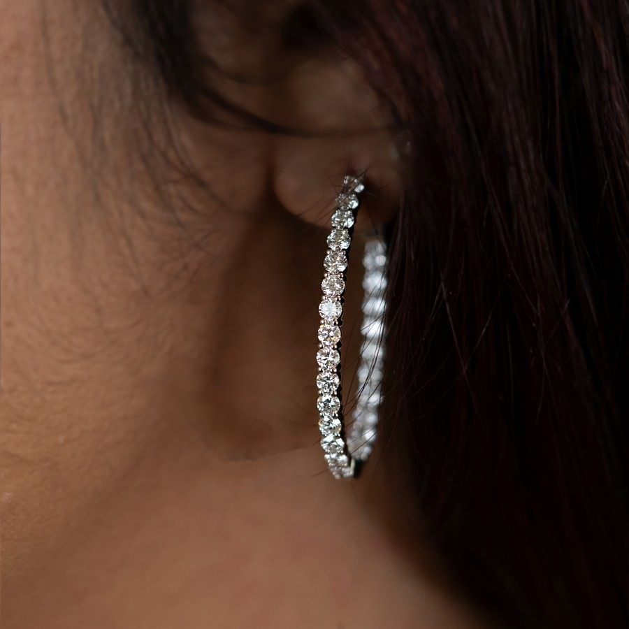 3 Carat Lab Diamond Large Hoops Earrings