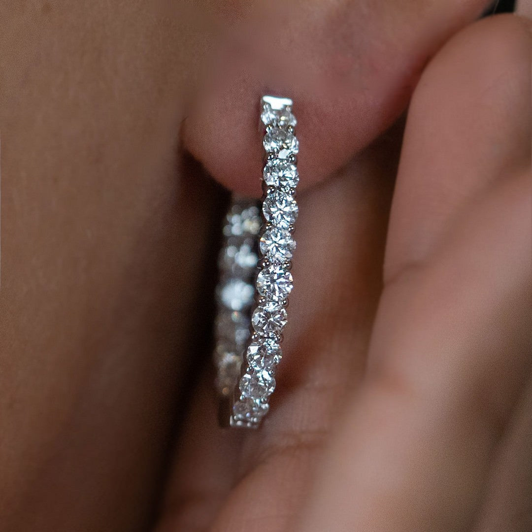 3CT Lab Diamond Oval Small Hoops 14K Gold