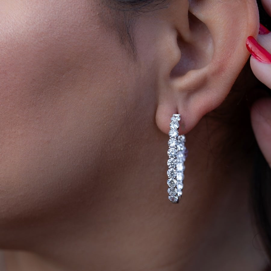 6 Carat Lab Diamond Large Hoops Earrings