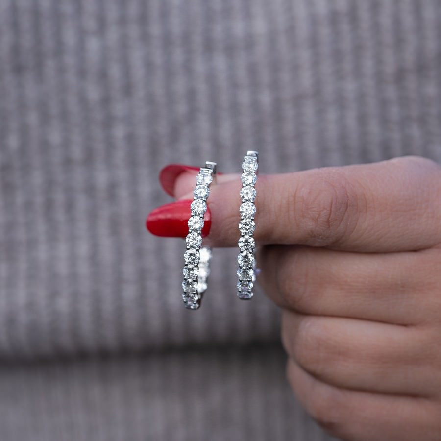 6 Carat Lab Diamond Large Hoops Earrings