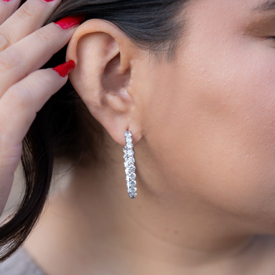 6 Carat Lab Diamond Large Hoops Earrings