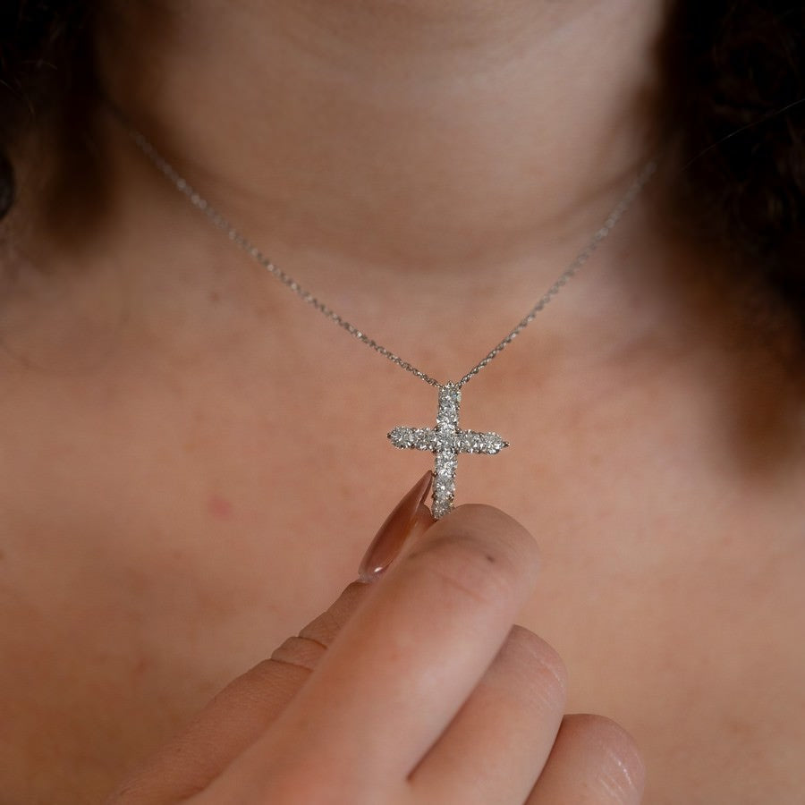 2.5 Carat Cross Diamond Pendant Lab-Grown Necklace