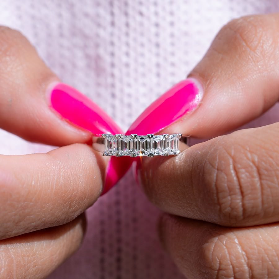 2.3 Carat Emerald Five Stone Anniversary Band