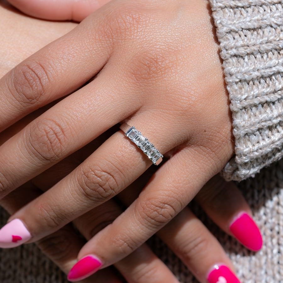 1 Carat Emerald Five Stone Anniversary Band