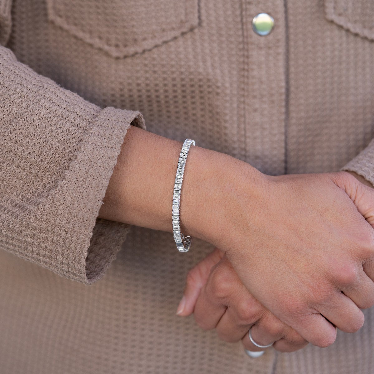 14 Carat Emerald Cut Diamond Tennis Bracelet