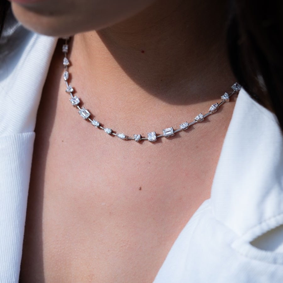 15 Carat Lab-Grown Diamond Multi-Shape Tennis Necklace