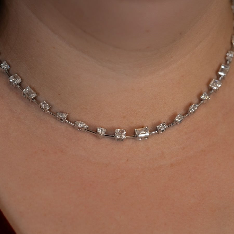 15 Carat Lab-Grown Diamond Multi-Shape Tennis Necklace