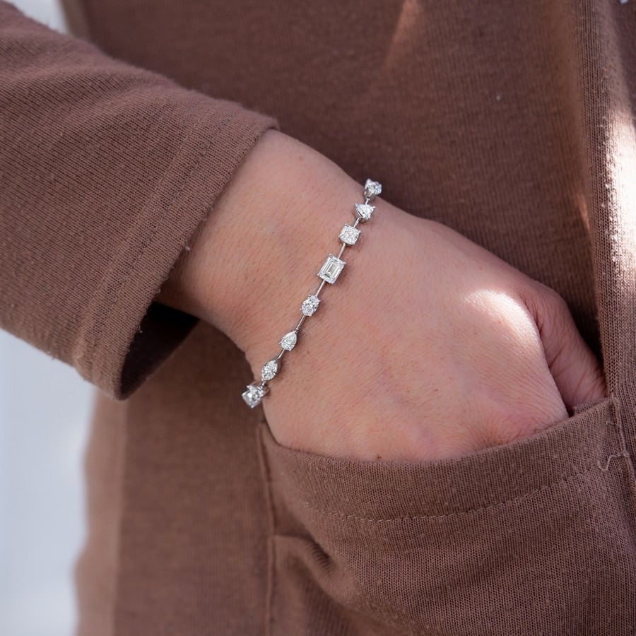 10 Carat Lab-Created Multi-Shape Tennis Bracelet