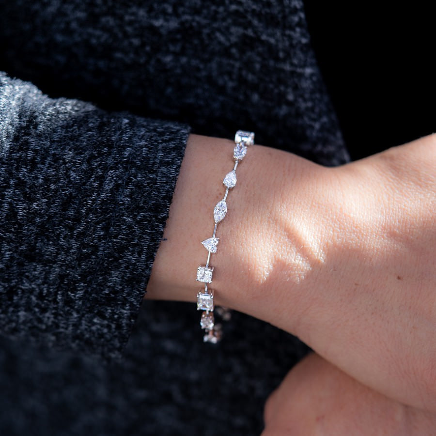 10 Carat Lab-Created Multi-Shape Tennis Bracelet
