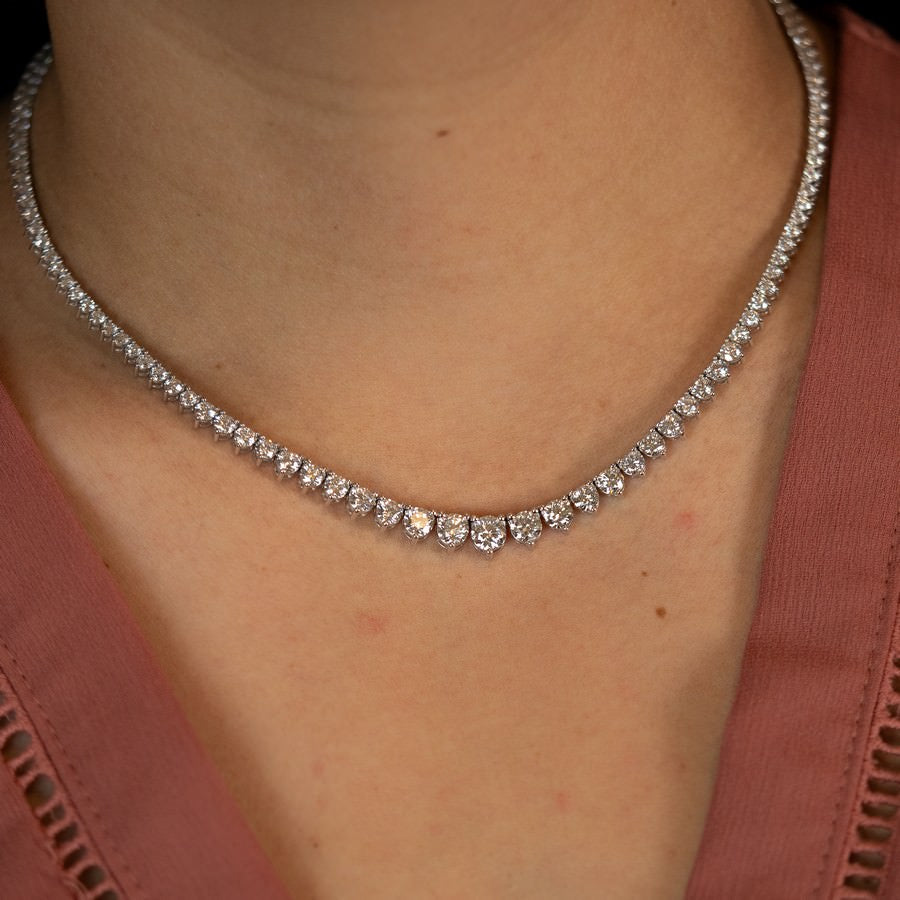 15 Carat Riviera Lab-Grown 3-Prong Diamond Necklace