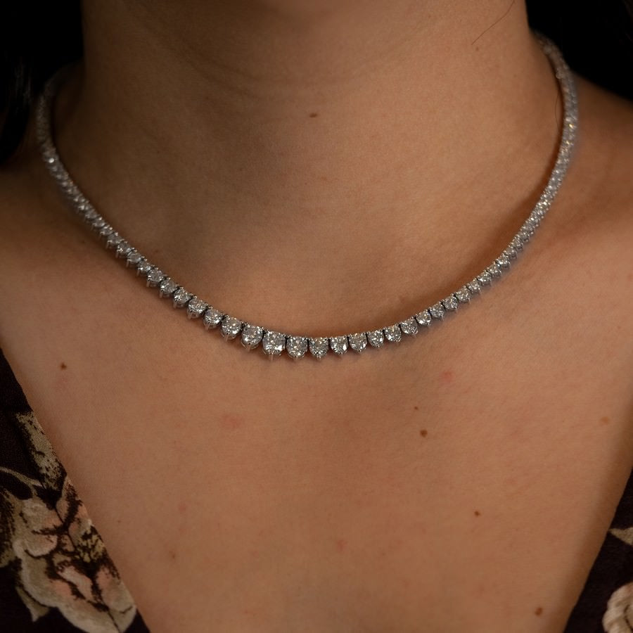 15 Carat Riviera Lab-Grown 3-Prong Diamond Necklace