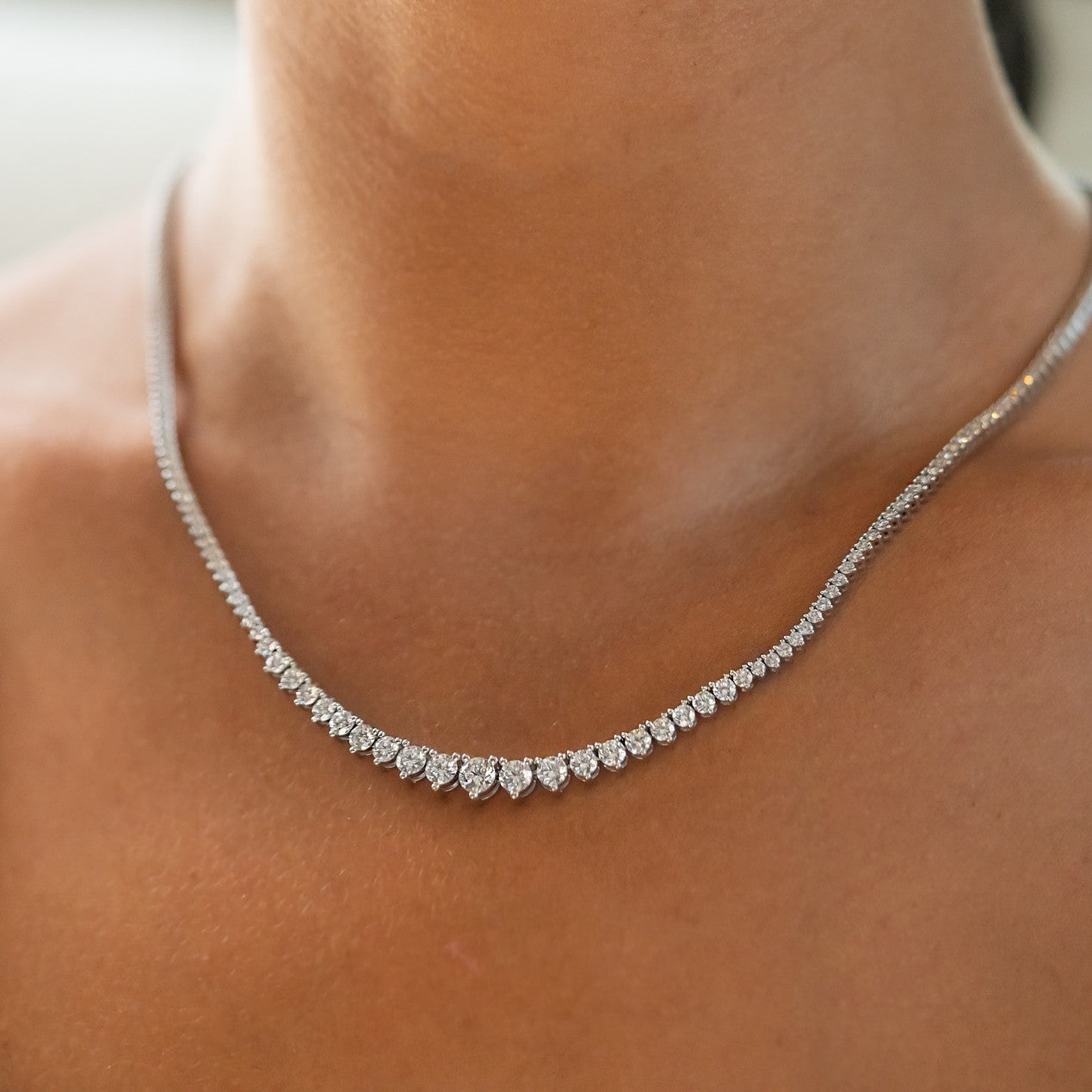 5 Carat Riviera Lab-Grown 3-Prong Diamond Necklace