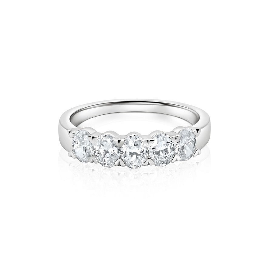 1.2 carat oval 5-stone anniversary band in 14K yellow gold — lab-grown, VS F