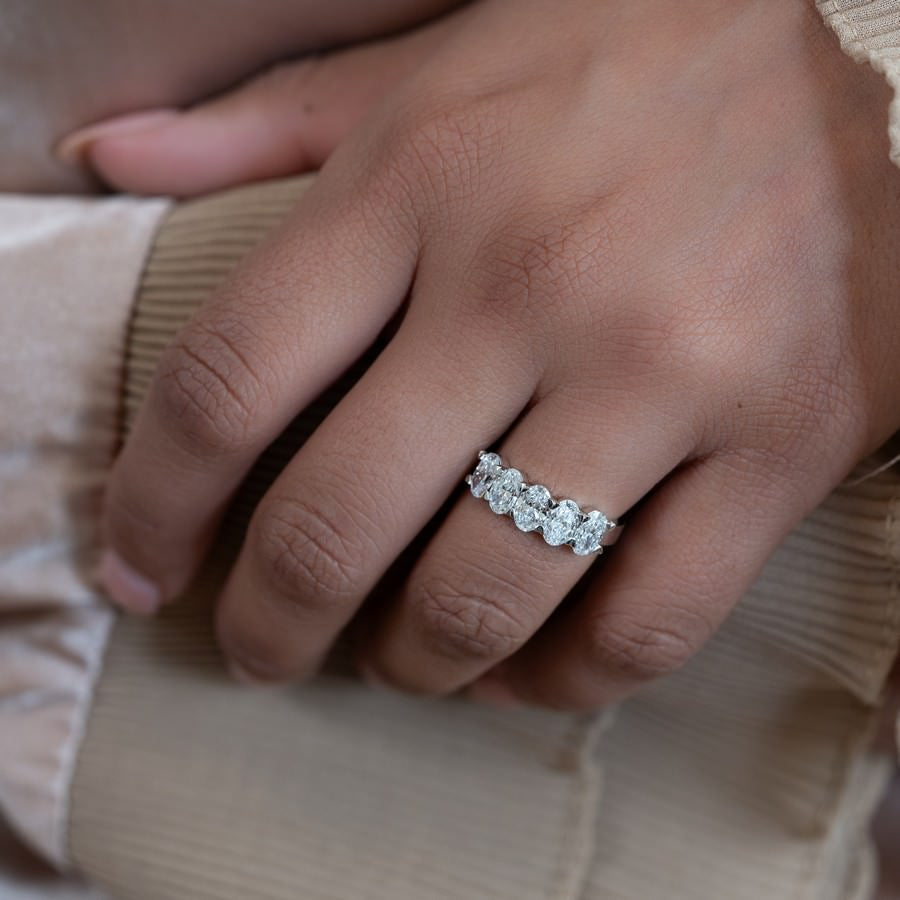 3 Carat Oval 5-Stone Anniversary Band Ring
