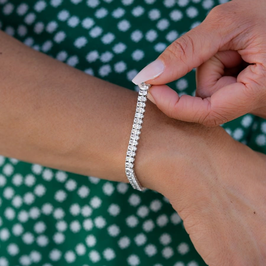 10 Carat Oval Tennis Bracelet Lab-Grown Diamond 14K White or Yellow Gold
