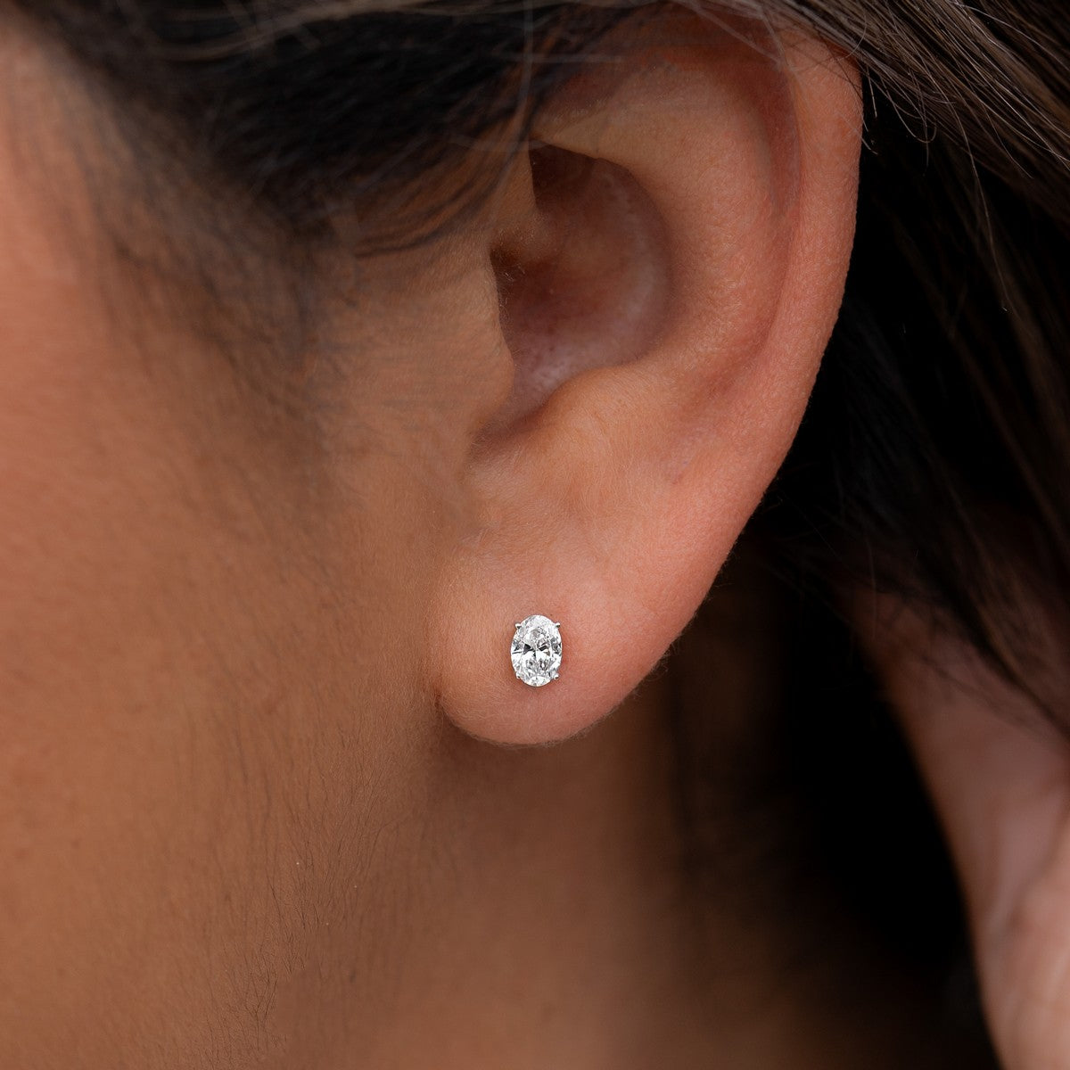 1 Carat Oval Stud Earrings – Lab-Grown Diamonds in 14K White or Yellow Gold