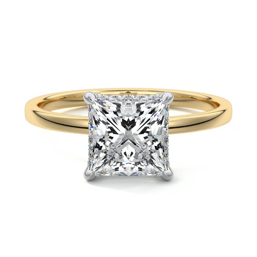 Princess Cut Moissanite Solitaire Engagement Ring – Yellow, Rose, White Gold or Platinum | Nura Lab NZ