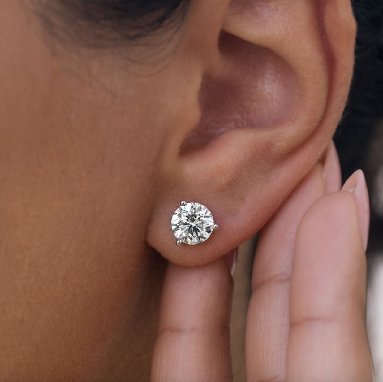Martini - 3-Prong Lab-Grown Diamond Stud Earrings