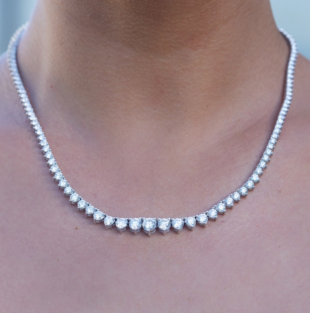 10 Carat Riviera Lab-Grown 3-Prong Diamond Necklace