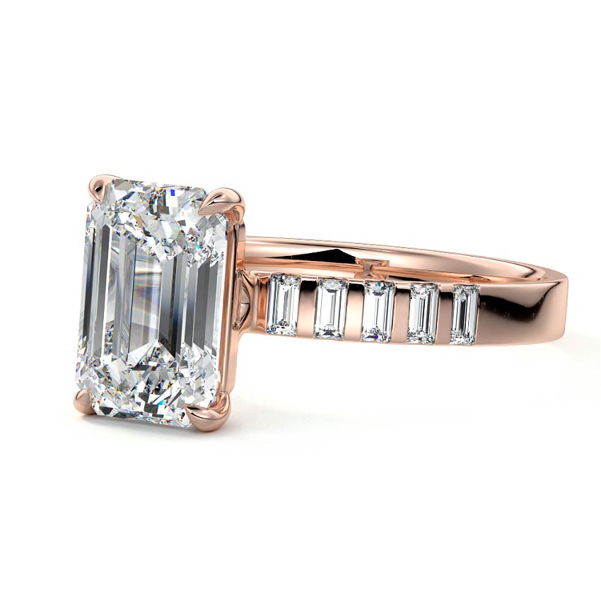 Faith - Unique Emerald Cut Side Stone Ring