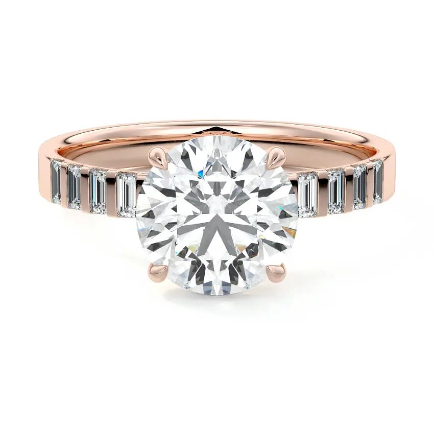 Magnolia - Round Cut Side Stone Engagement Ring