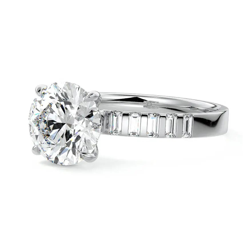 Magnolia - Round Cut Side Stone Engagement Ring