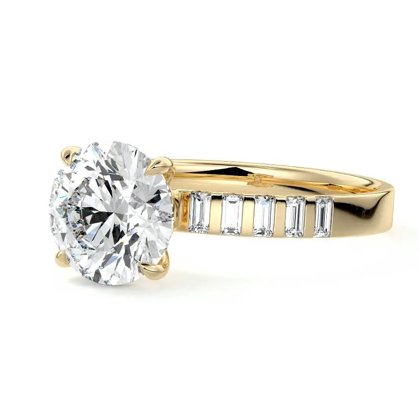 Magnolia - Round Cut Side Stone Engagement Ring