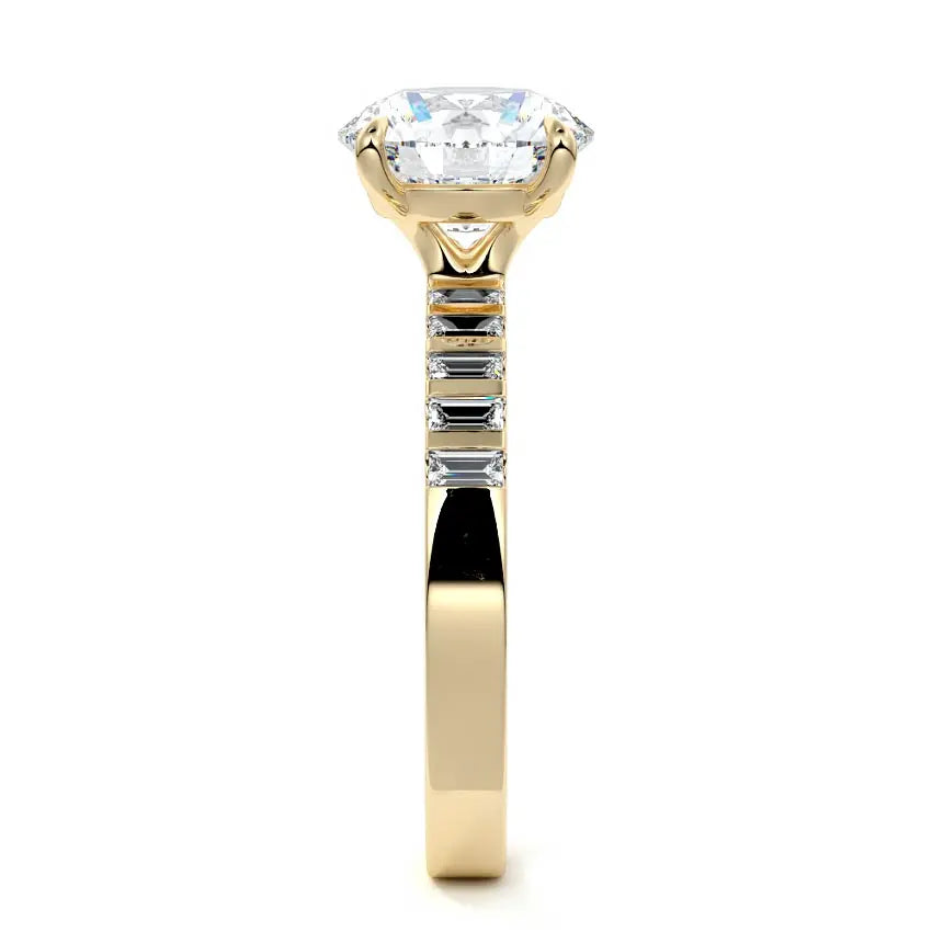Magnolia - Round Cut Side Stone Engagement Ring