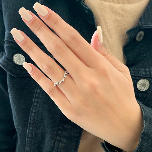 Emily Star 0.90CT Moissanite Wedding Band - Raphana Jewellery
