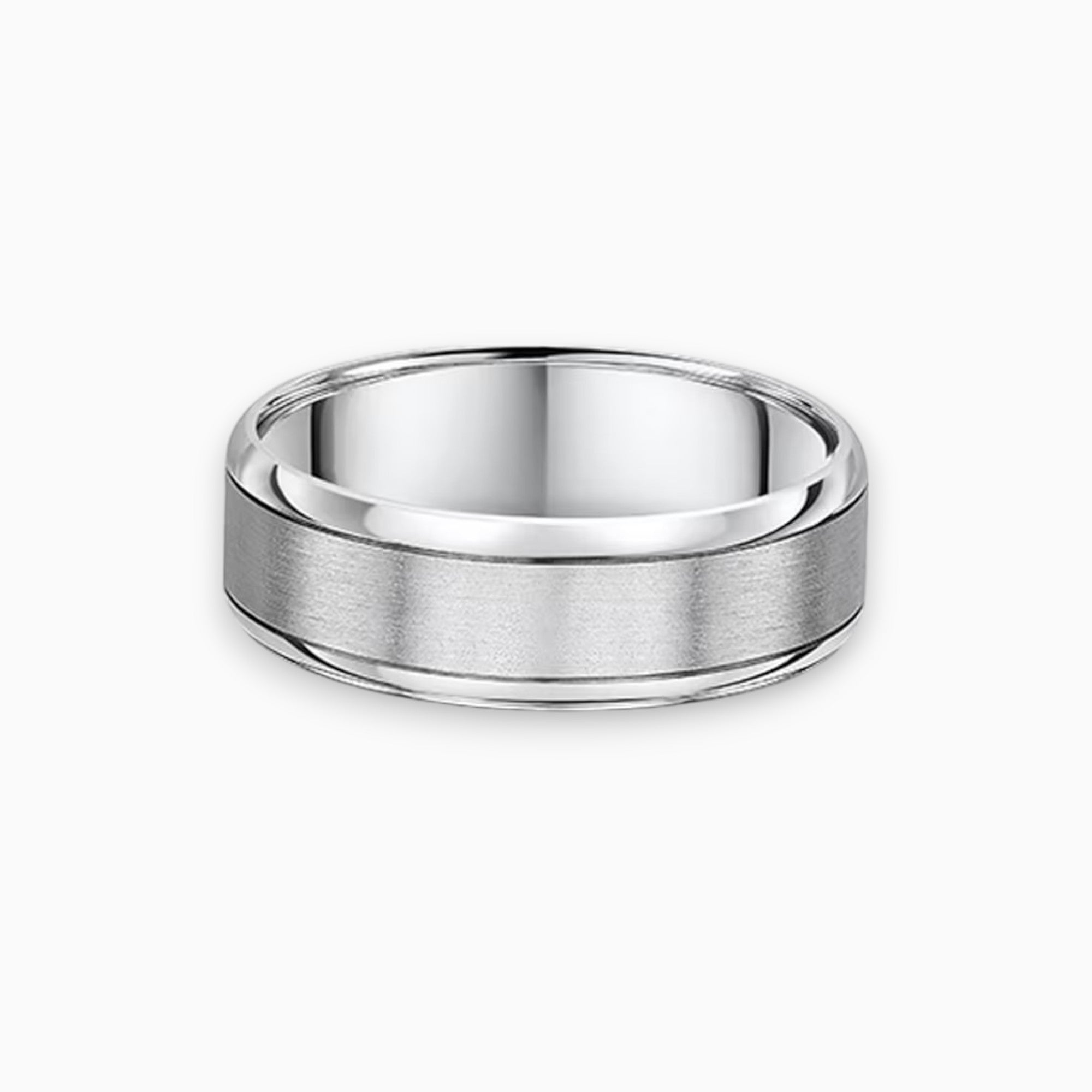 Men’s titanium wedding ring with middle brushed silver finish – Nura Lab NZ