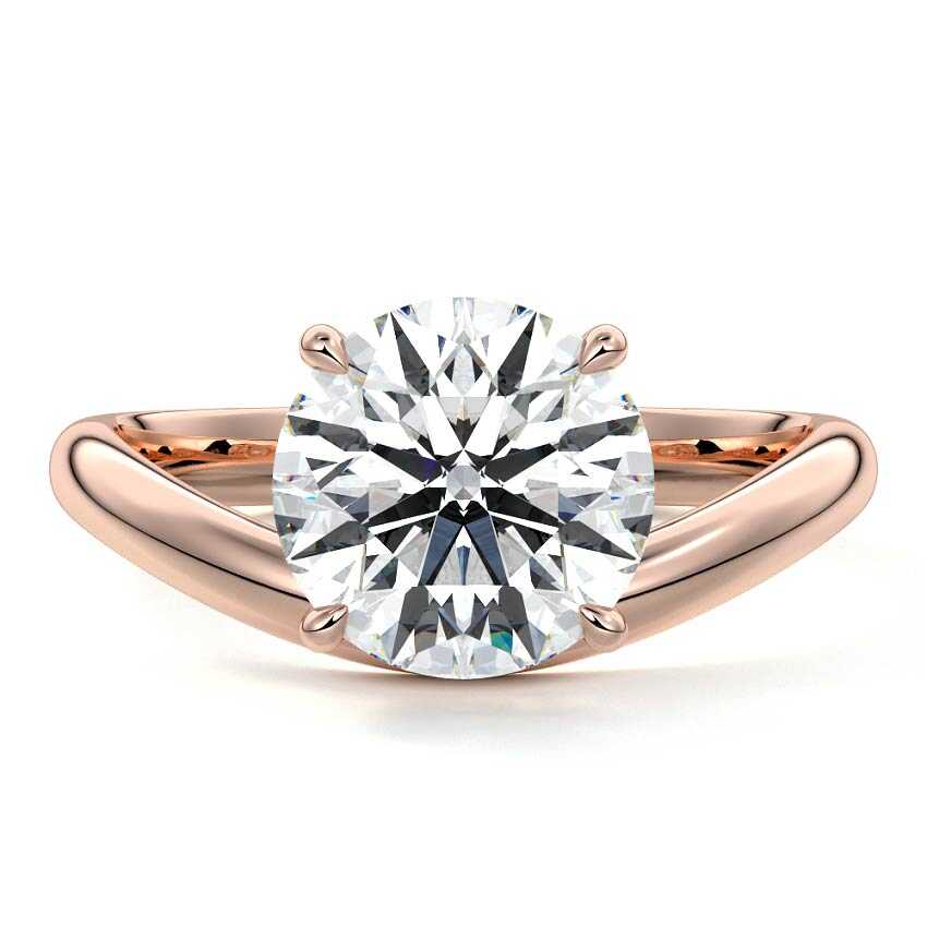 Esme - Unique Round Cut Curved Band Engagement Ring