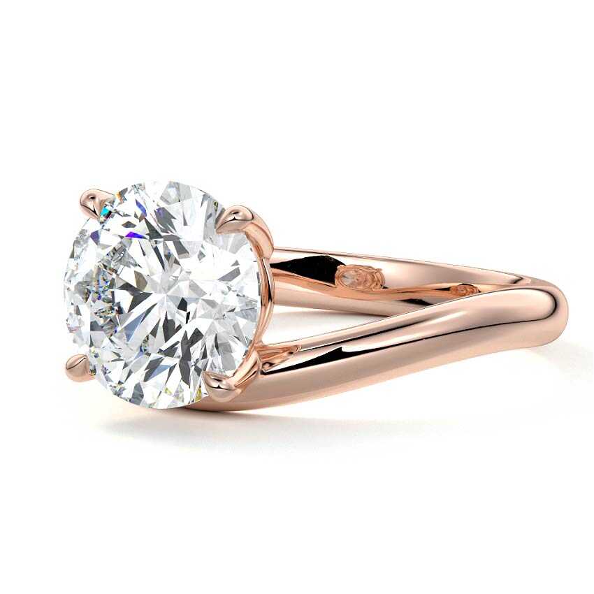 Esme - Unique Round Cut Curved Band Engagement Ring