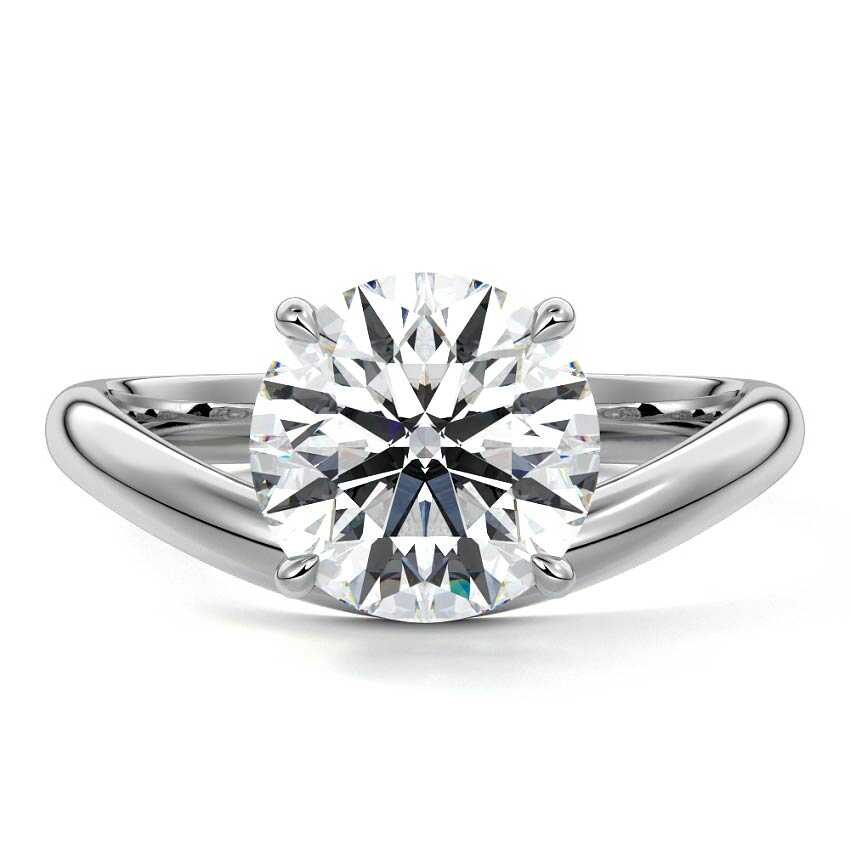 Esme - Unique Round Cut Curved Band Engagement Ring