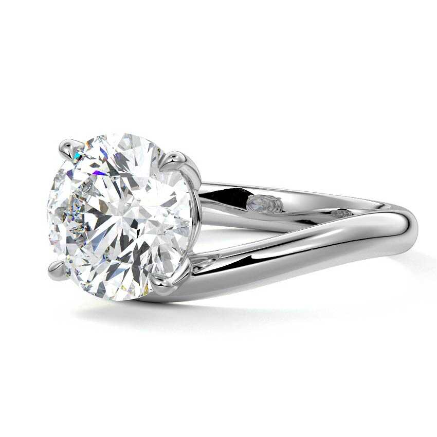 Esme - Unique Round Cut Curved Band Engagement Ring