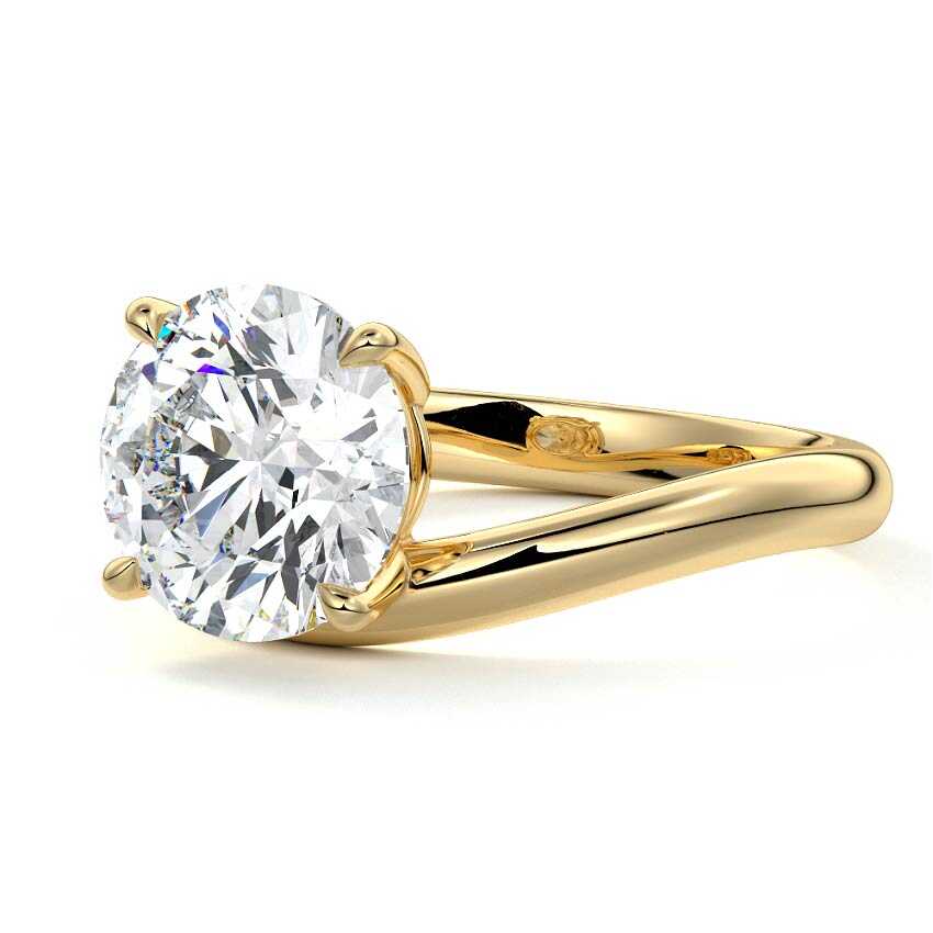 Esme - Unique Round Cut Curved Band Engagement Ring