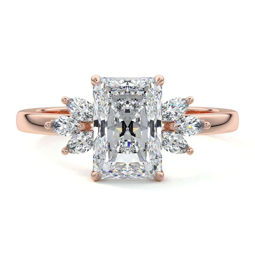 Nura Lab Michael Hill NZ Radiant Cut Unique Diamond Engagement Ring in 18K rose gold with lab-grown diamond