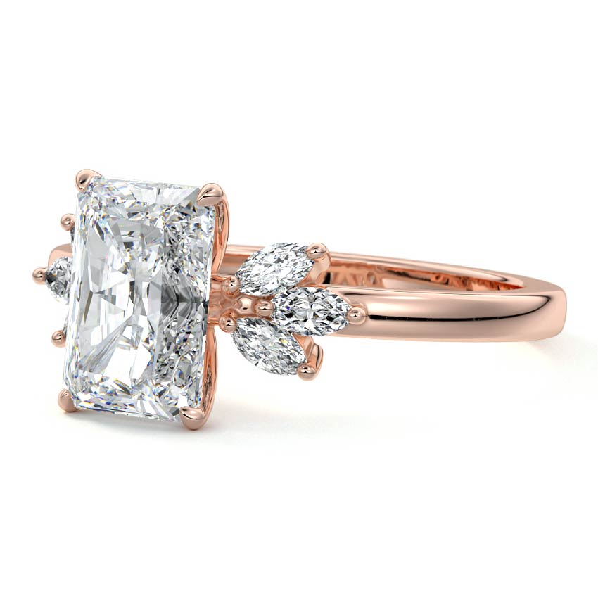 Nura Lab Michael Hill NZ Radiant Cut Unique Diamond Engagement Ring in 18K rose gold with lab-grown diamond