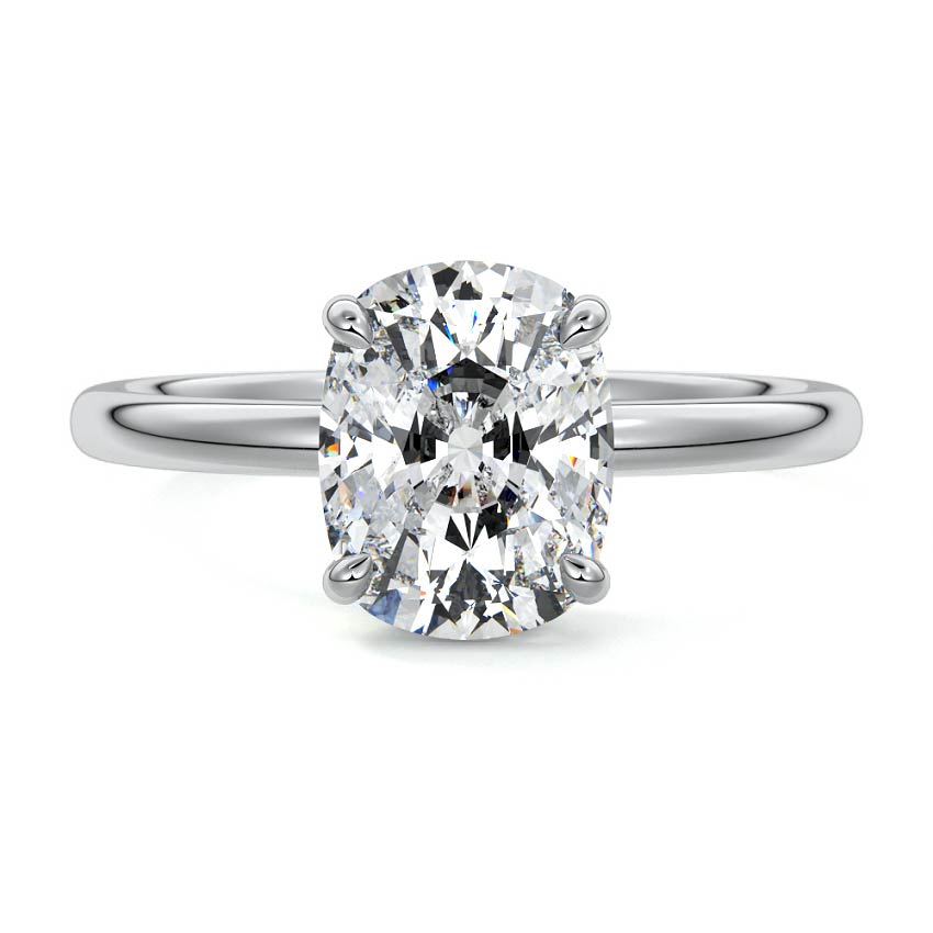 Nura Lab oval solitaire engagement ring on plain band in 18K yellow gold, lab-grown diamond centre