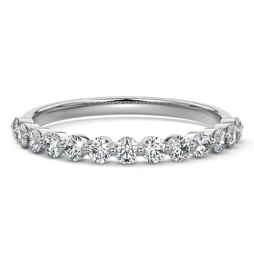 Sasha - Half Eternity Wedding Band Round Cut Moissanite