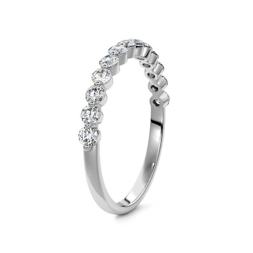 Sasha - Half Eternity Wedding Band Round Cut Moissanite