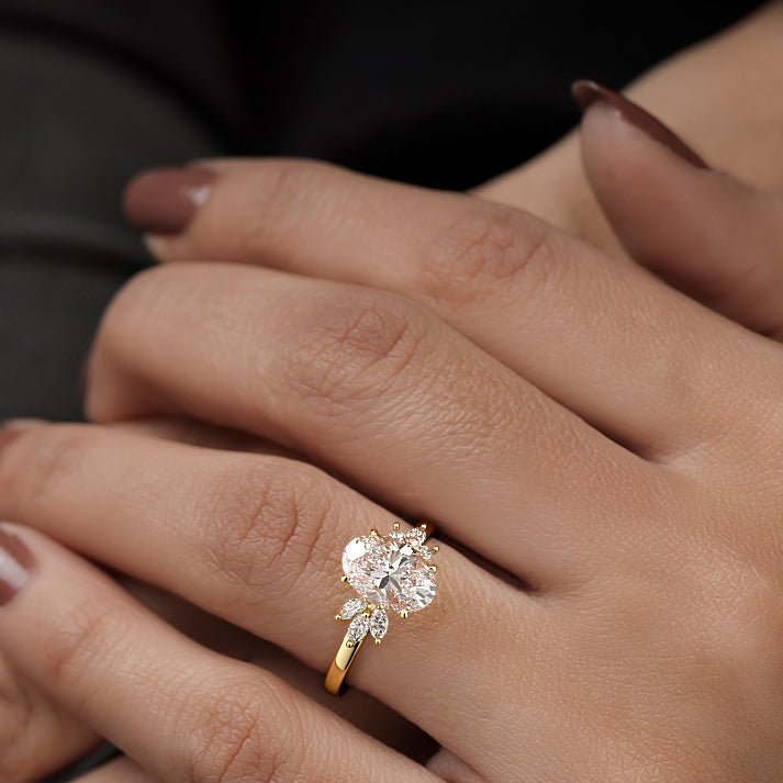 Natasha - Oval Side Stone Engagement Ring