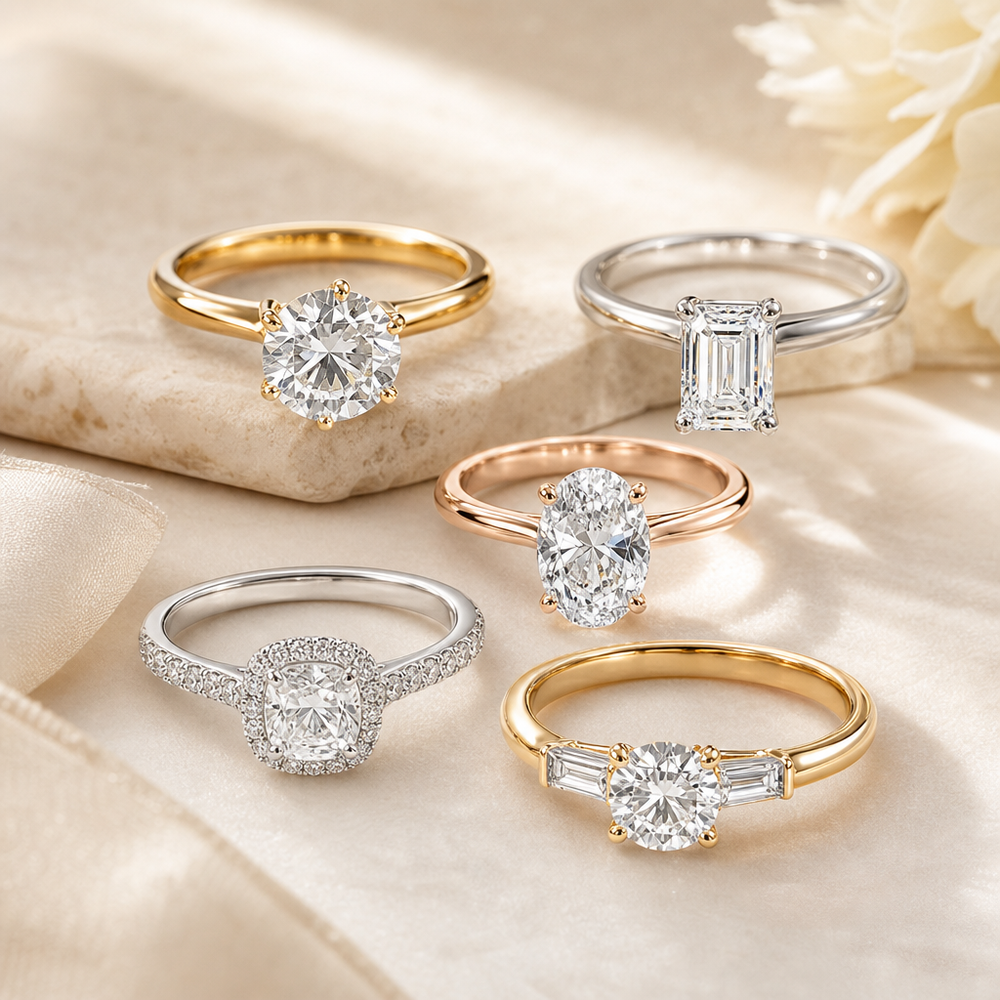 Luxury engagement rings in multiple styles for a New Zealand engagement ring buying guide