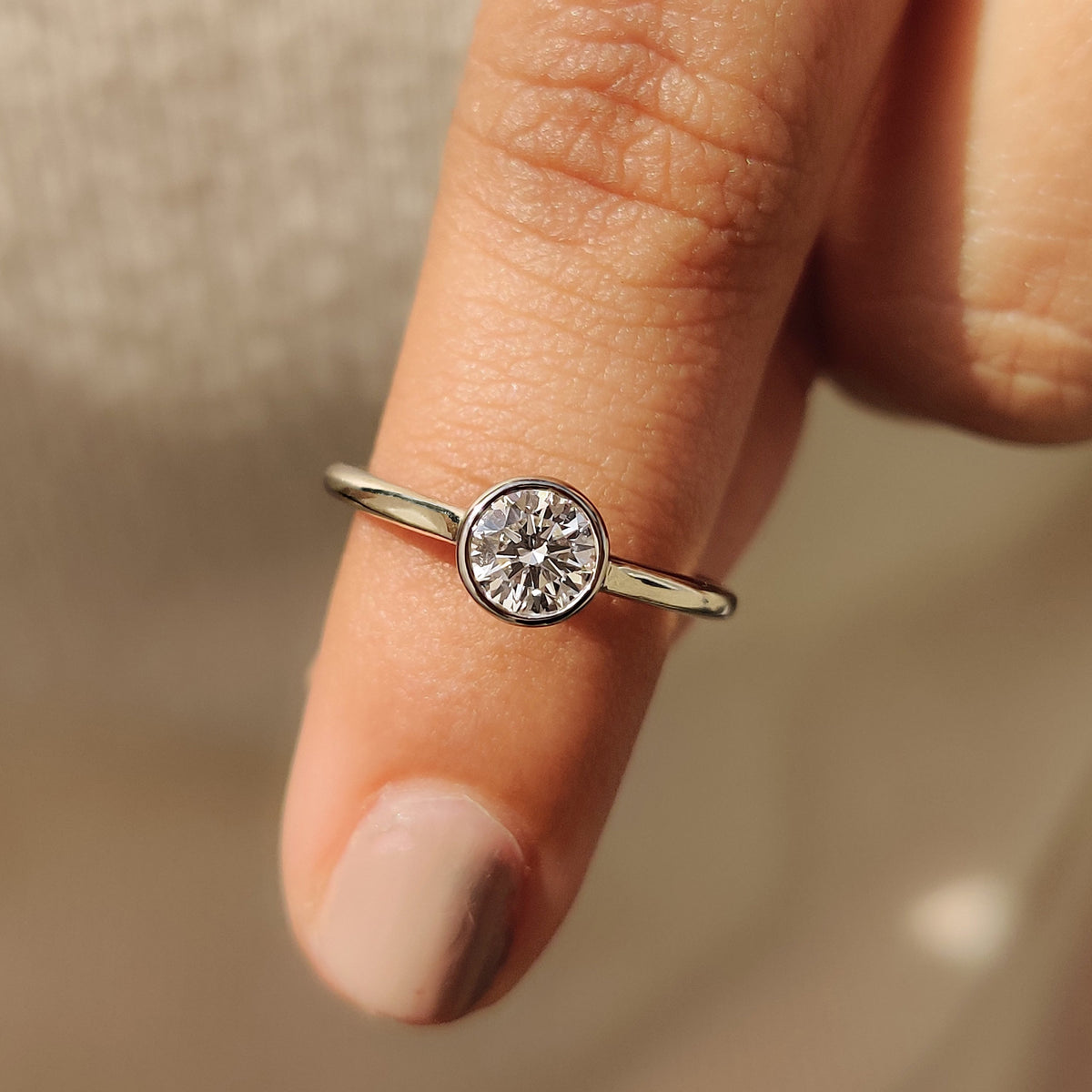 Evangeline Eve - Bezel Set Diamond Ring in Round Diamond
