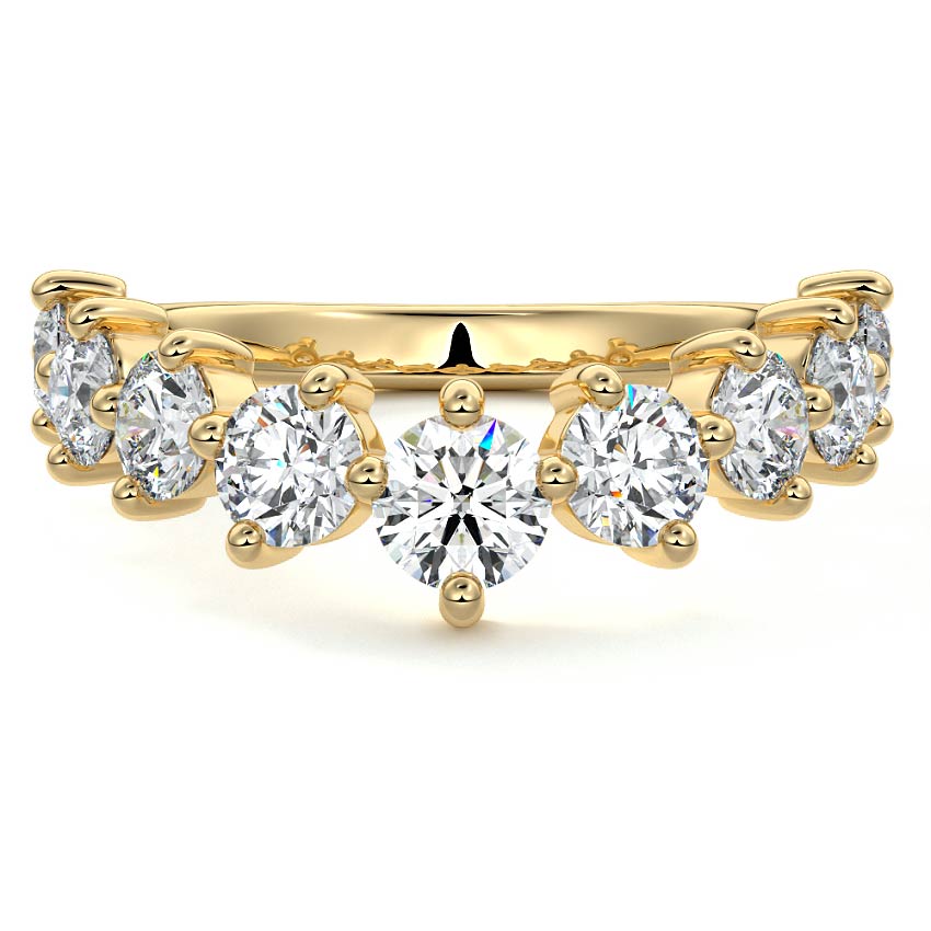 Eternity wedding band with 9 round cut lab-grown diamonds in yellow gold made in New Zealand