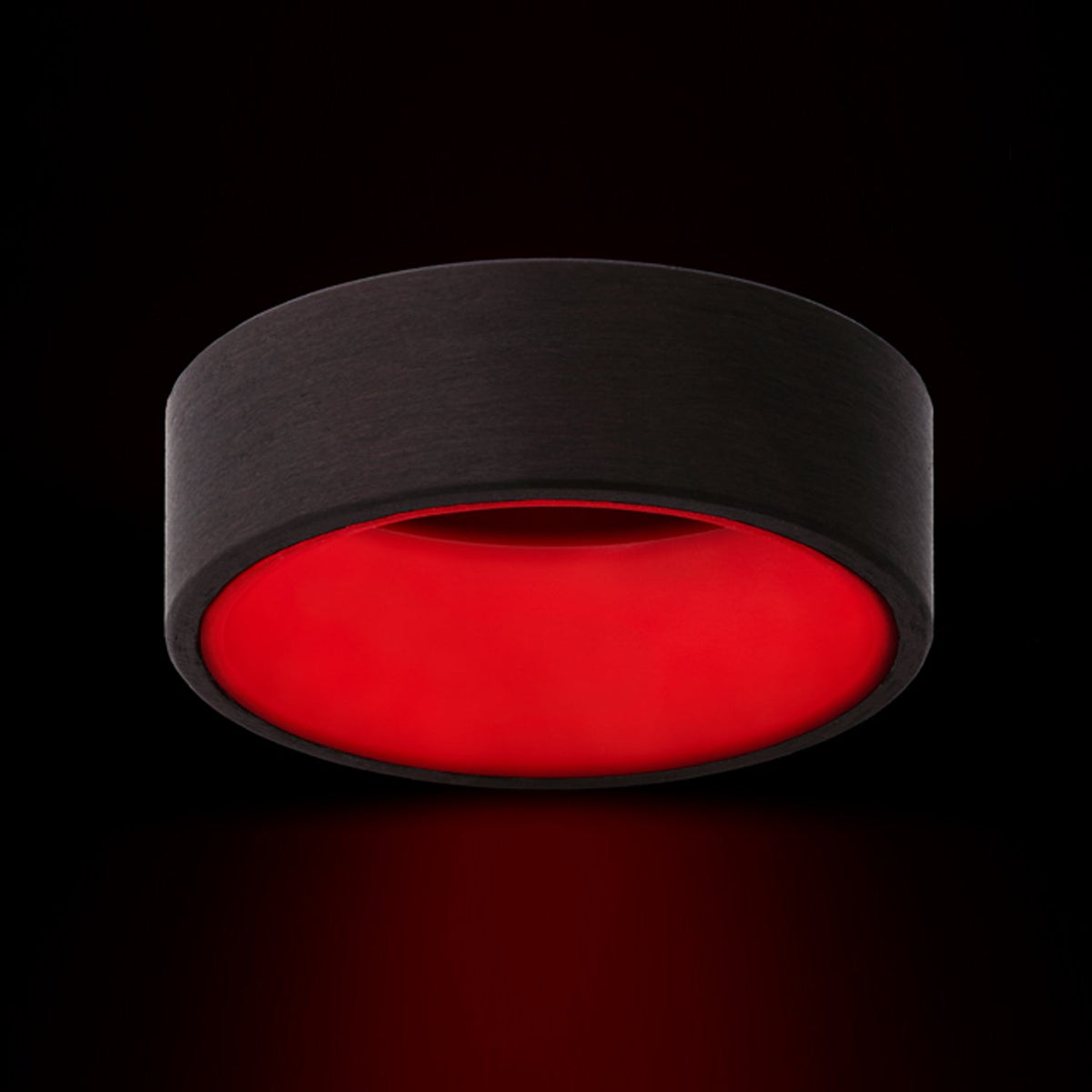 Albatross XIV - Carbon Fiber and Red Glow Sleeve Men's Wedding Ring - view 5 - Nura Lab