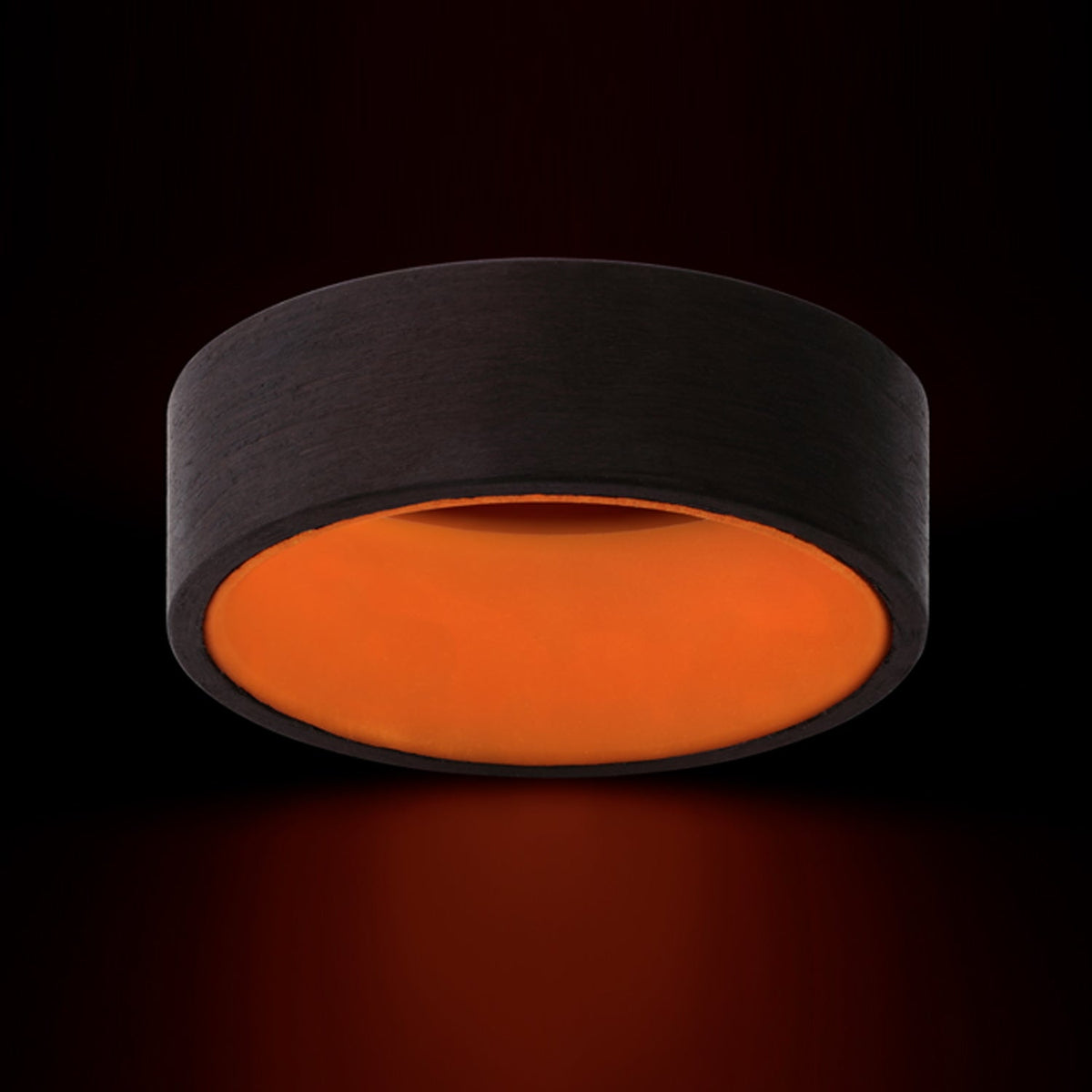 Sterling XIV - Carbon Fiber and Orange Glow Sleeve Men's Wedding Ring - view 5 - Nura Lab