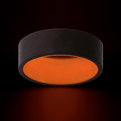 Sterling XIV - Carbon Fiber and Orange Glow Sleeve Men's Wedding Ring - view 5 - Nura Lab