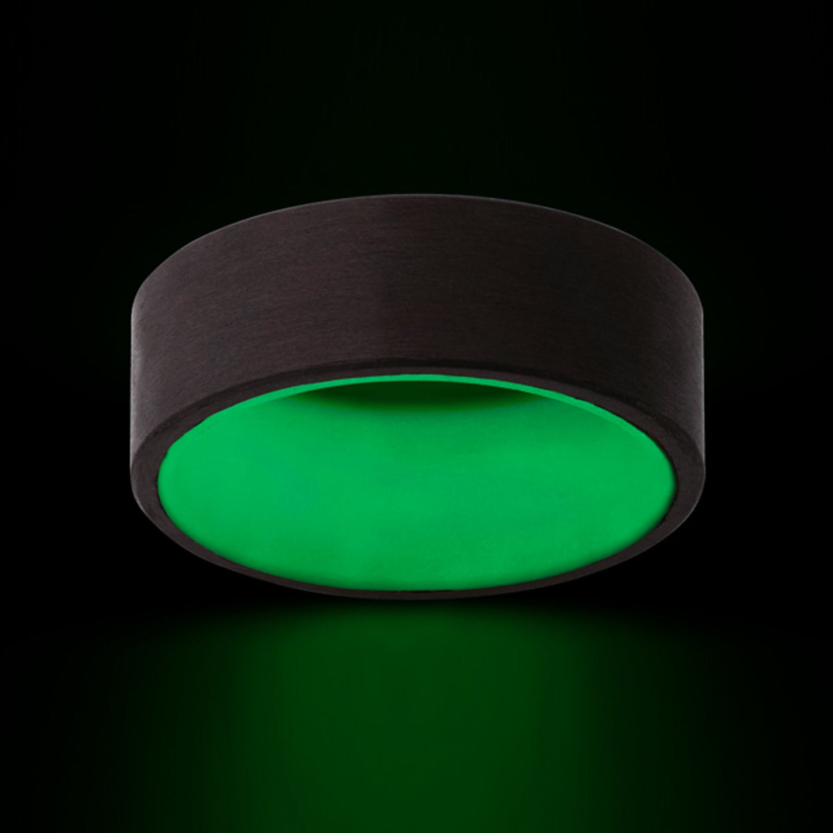 Empire XIV - Carbon Fiber and Green Glow Sleeve Men's Wedding Ring - view 5 - Nura Lab
