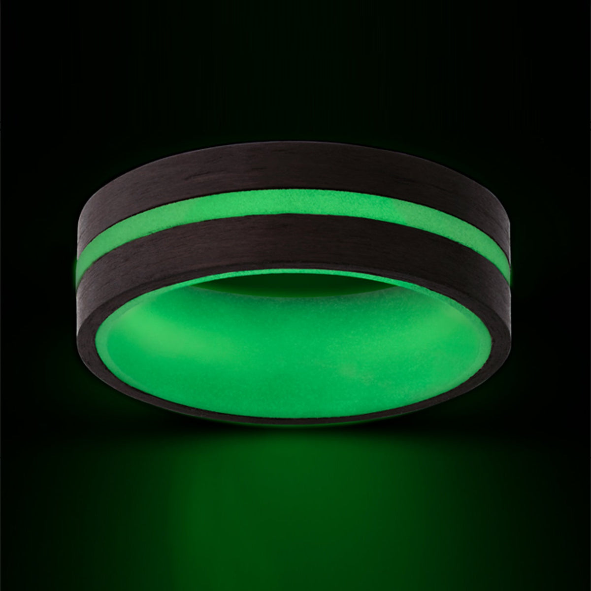 Slate XV - Carbon Fiber and Green Glow Men's Wedding Ring - view 5 - Nura Lab