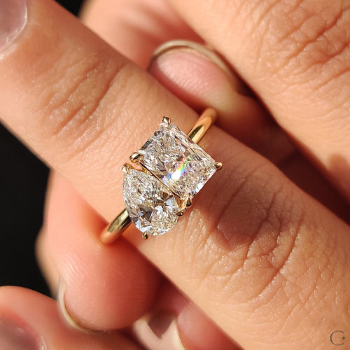 Violette Joy - 2 Stone Engagement Ring With Pear And Radiant Diamond